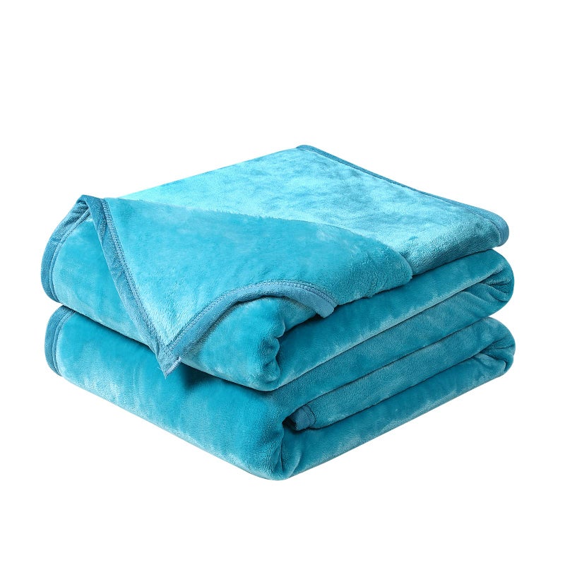 EASELAND Soft King Size Blanket Warm Fuzzy Microplush Lightweight Thermal Fleece Blankets for Couch Bed Sofa,90x108 Inch, Turquoise - Image 1